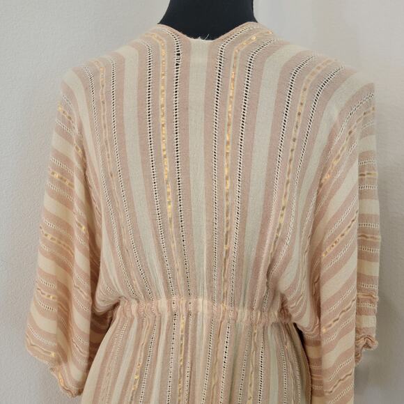 Steve Madden OS Peach Bohemian Cover Up Glitter Tunic Adjustable Resort Vacation - Picture 7 of 12